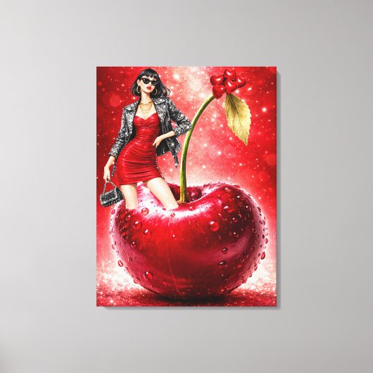 Cherry Fashion Illustration Wall Art Print (Voorkant)