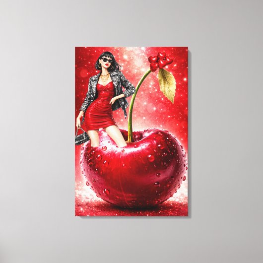Cherry Fashion Illustration Wall Art Print (Voorkant)