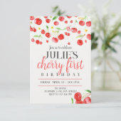 Cherry first birthday aankondiging (Staand voorkant)