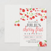 Cherry first birthday aankondiging (Voorkant / Achterkant)