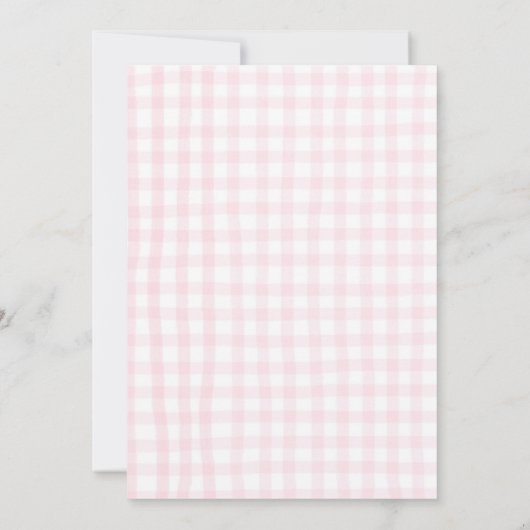 Cherry First Birthday Pink Gingham Girls One Year  Kaart (Achterkant)