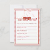 Cherry First Coquette Girls 1st Birthday Trivia Notitiekaartje (Voorkant)