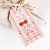 Cherry First Coquette Meisjes 1e verjaardag gunst Cadeaulabel