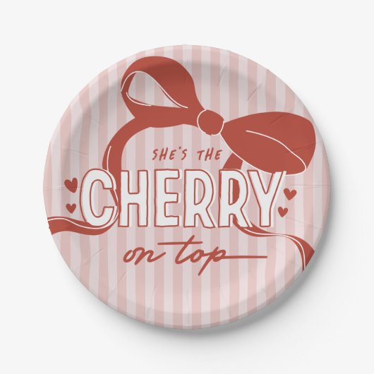 Cherry First Coquette Meisjes 1e verjaardag Papieren Bordje (Voorkant)