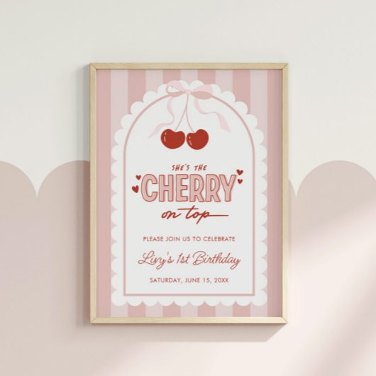 Cherry First Coquette Meisjes 1e verjaardag Poster