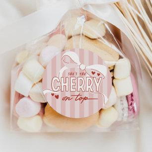Cherry First Coquette Meisjes 1e verjaardag Ronde Sticker