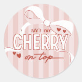 Cherry First Coquette Meisjes 1e verjaardag Ronde Sticker (Voorkant)