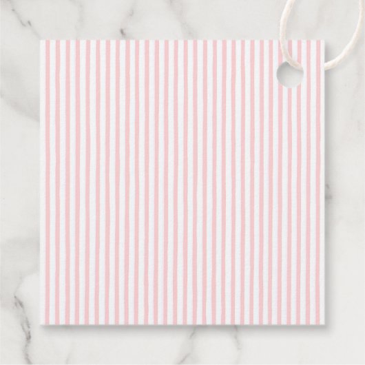 "Cherry First" Verjaardag Roze Streep Bow Dank u Bedankjes Labels (Achterkant)