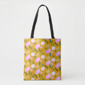 Cherry Floral Greenery Pattern Yellow Pink Tas (Voorkant)