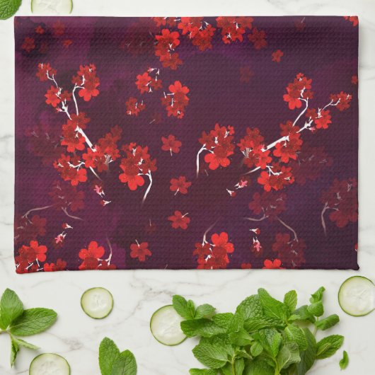 Cherry Flower 3 Theedoek (Gevouwen)