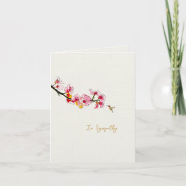 Cherry Flower and Humming bird Sympathy card Bedankkaart