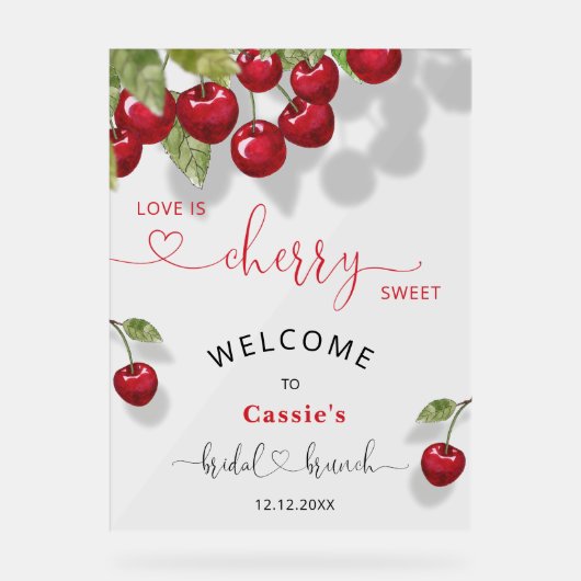 Cherry Fruit Bridal Brunch Welkom Acryl Bord (Voorkant)