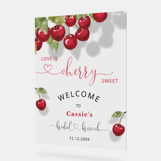 Cherry Fruit Bridal Brunch Welkom Acryl Bord (Hoek)