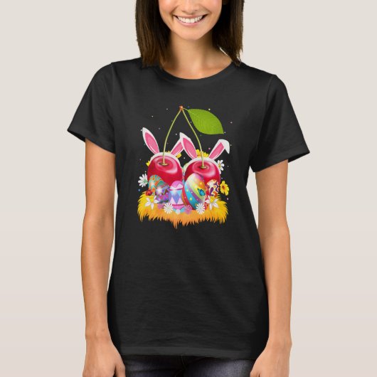 Cherry Fruit Easter Egg Funny Cherry Easter Sunda T-shirt (Voorkant)