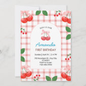 Cherry Fruit Eerste 1e verjaardag Uitnodiging (Voorkant)