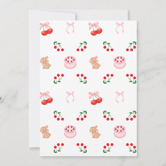 Cherry Fruit Eerste 1e verjaardag Uitnodiging (Achterkant)