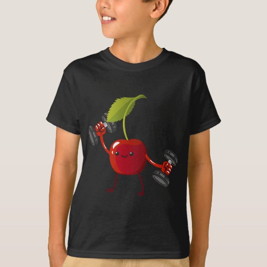 Cherry, Fruit kostuum Workout Bodybuilding Lift By T-shirt (Voorkant)