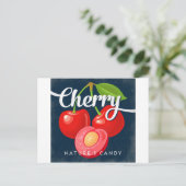 Cherry Fruit Label Retro Briefkaart (Staand voorkant)