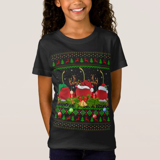 Cherry Fruit Lover Xmas Santa Ugly Cherry Christma T-shirt (Voorkant)