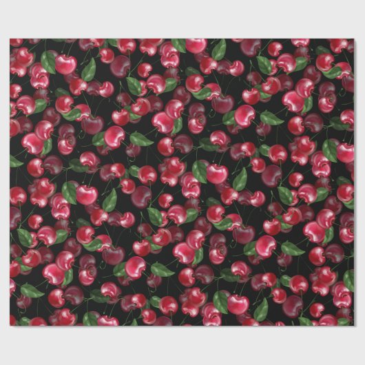 Cherry Fruit on black Cadeaupapier (Vlak)