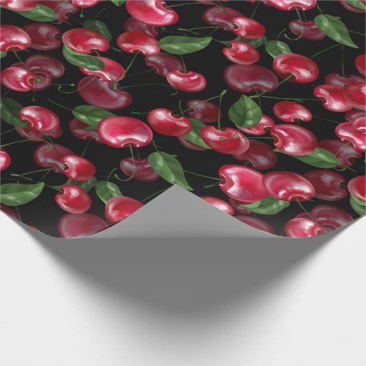 Cherry Fruit on black Cadeaupapier (Hoek)