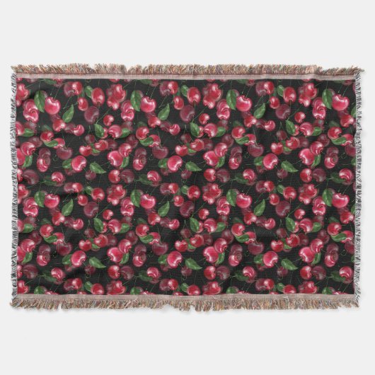 Cherry Fruit op zwart Deken (Voorkant)