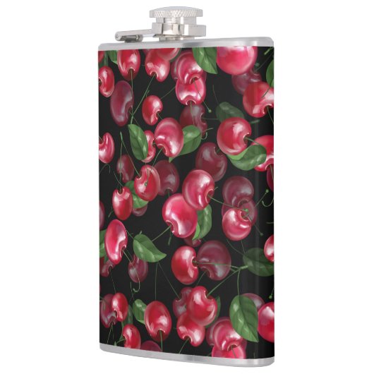 Cherry Fruit op zwart Heupfles (Links)