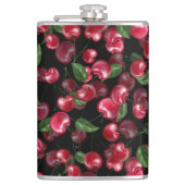 Cherry Fruit op zwart Heupfles (Voorkant)