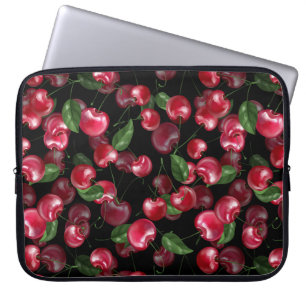 Cherry Fruit op zwart Laptop Sleeve