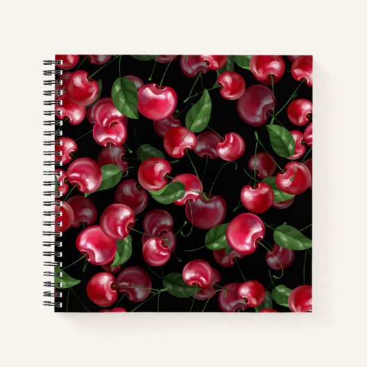 Cherry Fruit op zwart Notitieboek (Voorkant)