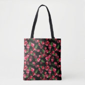 Cherry Fruit op zwart Tote Bag (Voorkant)