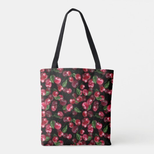 Cherry Fruit op zwart Tote Bag (Achterkant)