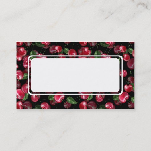 Cherry Fruit op zwart Visitekaartje (Achterkant)