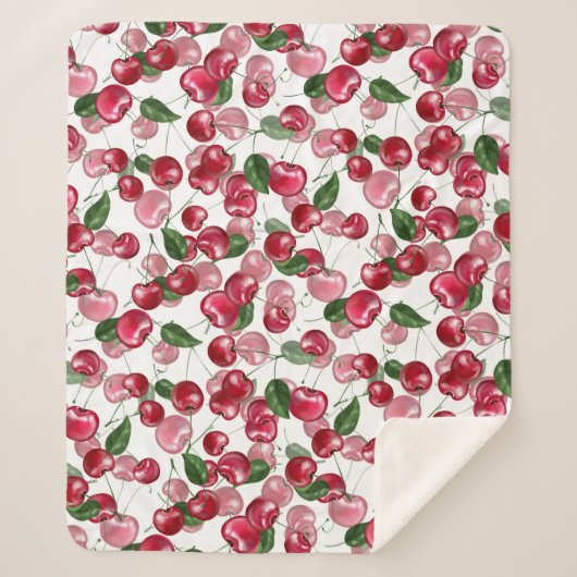 Cherry Fruit patroon Sherpa Deken (Voorkant)