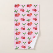 Cherry Fruit Pattern in roze and Red Personalized Bad Handdoek (Handdoek)