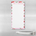 Cherry Fruit Pattern in roze and Red Personalized Magnetisch Notitieblok<br><div class="desc">Putvruchten met roze en rode kersen.</div>