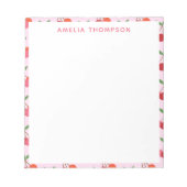 Cherry Fruit Pattern in roze and Red Personalized Notitieblok (Voorkant)