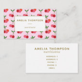 Cherry Fruit Pattern in roze and Red Personalized Visitekaartje (Voorkant / Achterkant)