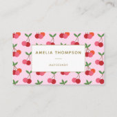 Cherry Fruit Pattern in roze and Red Personalized Visitekaartje (Voorkant)