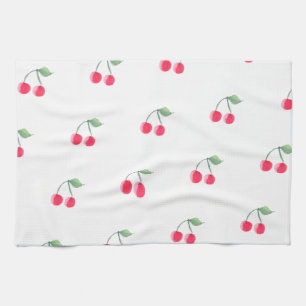 Cherry Fruit Pattern Modern Lovely Cute Pink Theedoek