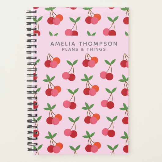 Cherry Fruit Pattern | Naam van de roze rode kerse Planner (Voorkant)