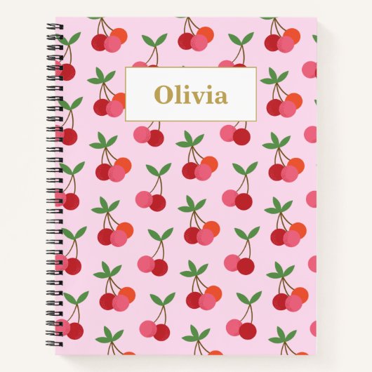 Cherry Fruit Pattern Personalized Story Journal Notitieboek (Voorkant)