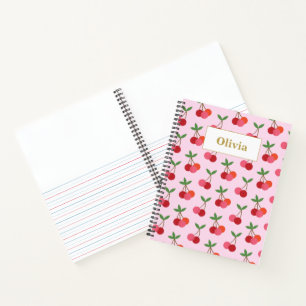 Cherry Fruit Pattern Personalized Story Journal Notitieboek