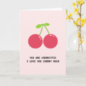 Cherry Fruit Pun I Love You Jubileum Kaart (Gele Bloem)