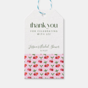 Cherry Fruit Red Pink Green Shower Cadeaulabel