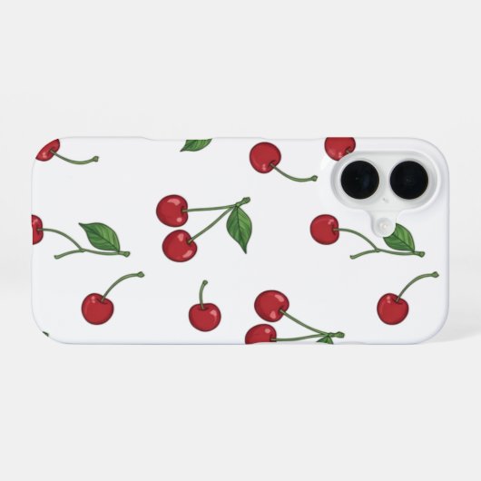 Cherry Fruit Repeat Pattern Design iPhone 16 Hoesje (Achterkant horizontaal)