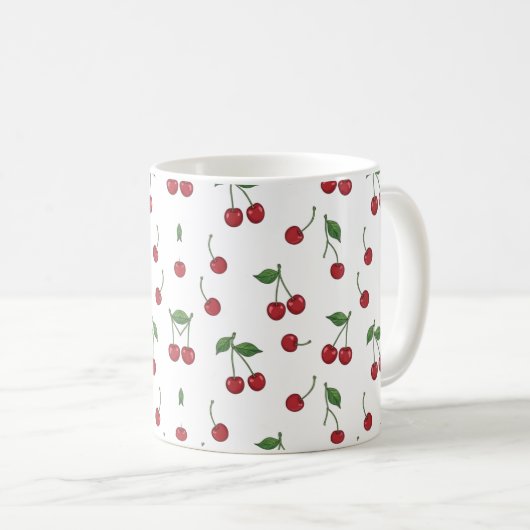 Cherry Fruit Repeat Pattern Design Koffiemok (Voorkant rechts)