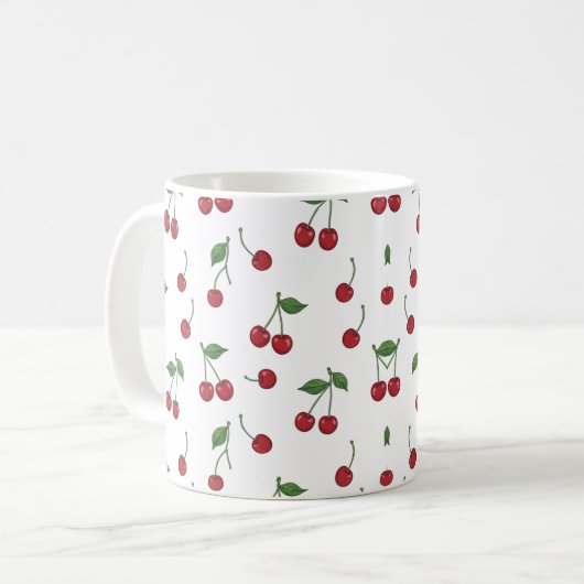 Cherry Fruit Repeat Pattern Design Koffiemok (Voorkant links)