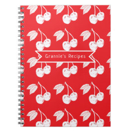 Cherry Fruit Woodcut Patroon Gepersonaliseerd Notitieboek