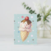 Cherry Fudge Icecream Briefkaart (Staand voorkant)